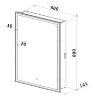 Зеркало-шкаф Континент Allure 600х800 правый, подсветка, розетка, сенсорный выключатель