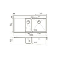 ����� Omoikiri AKISAME 100-2-LG-R (1000�510�180(200)) ������� ���� ������, ������� ������ 4973090