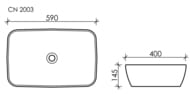 Раковина накладная Ceramicanova Form 590х400х145 прямоугольная, без перелива, белая CN2003
