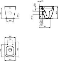 Унитаз приставной Ideal Standard i life S 355х480х400 соло, безободковый, белый T459401