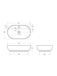 Раковина накладная BelBagno (610х415х140) овальная, с отверстием под смеситель, белая BB1346