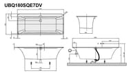 Ванна квариловая Villeroy & Boch SQUARO EDGE 12 (1800х800х595) ножки, обвязка,белая UBQ180SQE7DV-01