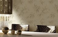Обои виниловые на флизелине Rasch Kimono (0,53х10,05) листья, бежевые 409741 (рул.)