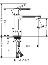 Смеситель для раковины Hansgrohe Rebris E 72560000 однозахватный, CoolStart, излив 109мм, хром — изображение 4