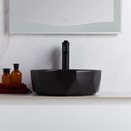 Раковина накладная BelBagno (410x410x135) круглая, без отверстия под смеситель, черная BB1409H301