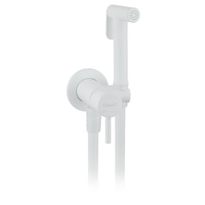 Гигиенический душ Giulini Futuro FSH25BO однорычажный смеситель, лейка, шланг, цвет: белый матовый