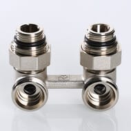 Узел для нижнего подключения радиатора VALTEC 3/4" угловой, евроконус, c адаптерами VT.345.KNA.E04
