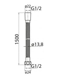 Шланг душевой CEZARES CZR-U-FMDC-150-03/24 металлическая оплетка, 150см, золото 24 карат — изображение 2