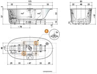 Ванна отдельностоящая JACUZZI ARGA (1750х850х570) гидромассаж, подсветка ARG101C0118