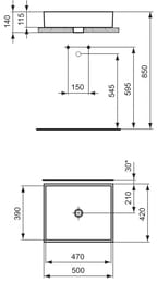 Умывальник Ideal Standard Lux STRADA 500х420х115 без отверстия под смеситель K077601