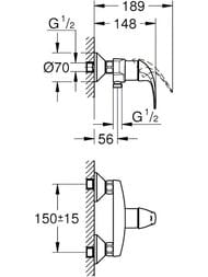 ��������� Grohe BauCurve 23631000 ��� ���� ������������, ���������, ����