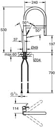 Смеситель Grohe Essence 30294000 для кухни однорычажный, с проф. лейкой, хром