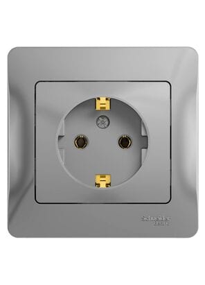 Розетка Systeme Electric GLOSSA с заземлением в сборе алюминий GSL000342