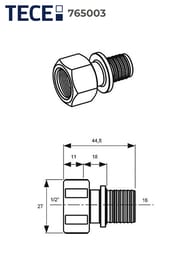 ����������� TECEflex ������ 20�1/2''�, ������,   765003
