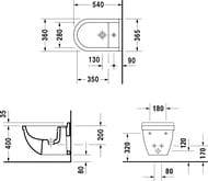 Биде подвесное DURAVIT STARCK 3 365х540х355 отверстие под смеситель, перелив 2230150000