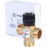 Термостатический смес. клапан STOUT для систем отопления и ГВС 1  НР 20-43°С KV 1,6 м3/ч