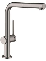 Смеситель Hansgrohe Talis M54 для кухни 270 вытяжной излив, 1jet, черный хром мат. 72808340 — миниатюра 1