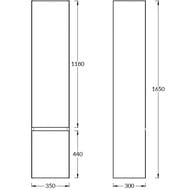 Пенал KERAMA MARAZZI GEOMETRICA Cubo подвесной правый, 350х300х1650, белый матовый CUB.165Rh\WHT.M