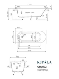 ����� Kupala Obereg (1700x750x610) ������������, ������������� ������, � ������ ��������, ������ ��������� � ��������� �� ����, ����� ������� WBO175001