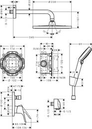 Душевая система Hansgrohe Crometta S 240 встраиваемая, верхний и ручной душ, хром 27958000