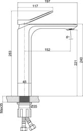 Смеситель для раковины Cersanit ODRA 63054 высокий однорычажный, донный клапан клик-клак, хром