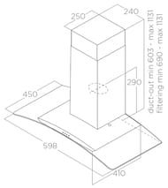 ������� ELICA Circus IX/A/60 LED, 600�450 ��, 700 �3/�, 140 ��, ����. ����� 68116393A