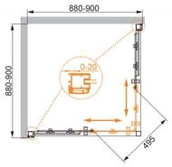 Душевой уголок CEZARES ANIMA (880-900х880-900х2000) A-2-90-C-Cr-IV Anticalc,прозрачное/хром