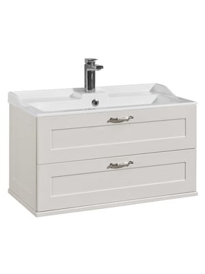 Тумба под раковину AQUATON Леон 80 1A186301LBPS0 800х436х447 подвесная, 2 ящика, дуб белый