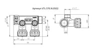 Коллектор VALTEC 3/4" на 2 выхода 1/2"Н с белыми регулирующими вентилями, латунь ник. VTc.570.N.0502