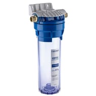 Корпус ГЕЙЗЕР SL10 1/2" для холодной воды, прозрачный пластик SAN, латунные ниппели, арт. 50531