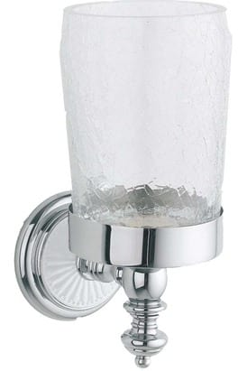 Стакан для зубных щеток Boheme Vogue настенный, с держателем, хрустальный, хром/белый 10134