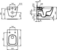Унитаз подвесной Ideal Standard i life B 355х540х334 безободковый, с функцией биде, белый T534701