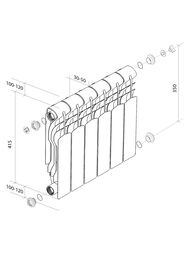 Радиатор биметаллический ROYAL THERMO Revolution B 350 (415х480х80) 786Вт, 6 секций, белый, — изображение 6