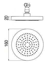 Верхний душ NOBILI без держателя, диаметр 160 мм, хром AD139/73CR — изображение 2
