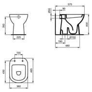 Унитаз приставной Ideal Standard i life A 360х485х400 соло, белый T467201