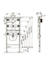 TECE Profil Инсталляция для писсуара (высота 112 см) с корпусом клапана смыва U2 9320013