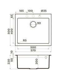 ����� Omoikiri BOSEN 57-SA (570�500�220) �������, ����������, ������� 4993147