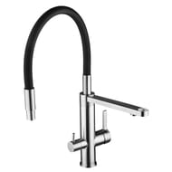 Смеситель для кухни Swedbe Selene Plus 8440 гибкий излив, канал для фильтрованной воды, черный/хром