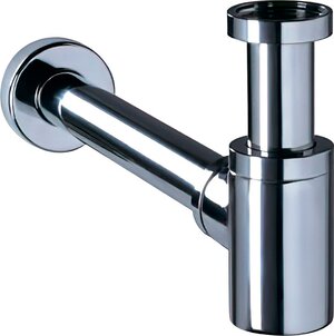 Сифон WIRQUIN LINEIS-MINI 1 1/4 x 32 мм без выпуска, отвод с розеткой, латунь в хроме, 31640003