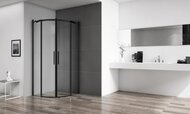 Душевой уголок BelBagno Acqua (885-900x885-900x1950) R-2-90-C-NERO полукруг, стекло прозр/черн