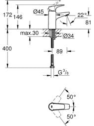 ��������� Grohe BauFlow 23752000 ��� ����������� ������������, S-Size, ����