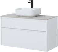 Тумба под раковину Aquanet Nova Lite 100 242581 (966х435х562) подвесная, 2 ящика, белый глянец