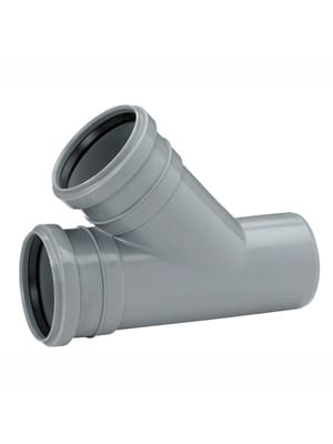 Тройник Uponor HTP 110х110х45° трехраструбный, канализационный, серый, 1051235