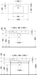 Умывальник DURAVIT VERO 1050х490х170 1 отверстие под смеситель, перелив, белый 0329100000