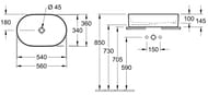 Раковина Villeroy&Boch Collaro (560х360) накладная, овальная, белый 4A195601