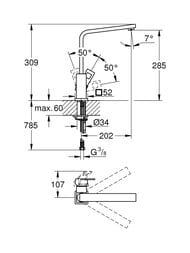 ��������� Grohe Eurocube 31255000 ��� ����� ������������, ������� ����� 202 ��
