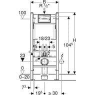 GEBERIT Delta Инсталляция для подвесного унитаза, клавиша смыва Delta30, хром 458.163.21.1