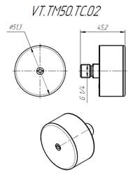 Манометр Valtec, 0-6 бар, 1/4", D50мм, заднее подключение (аксиальное), арт.VT.TM50.TC.02