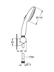 Душевой набор Grohe Tempesta 110 (лейка, держатель, шланг) 2 режима, хром 2760130E — изображение 4