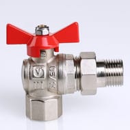 Кран угловой с американкой 1/2"ВН VALTEC BASE красная бабочка VT.228.N.04